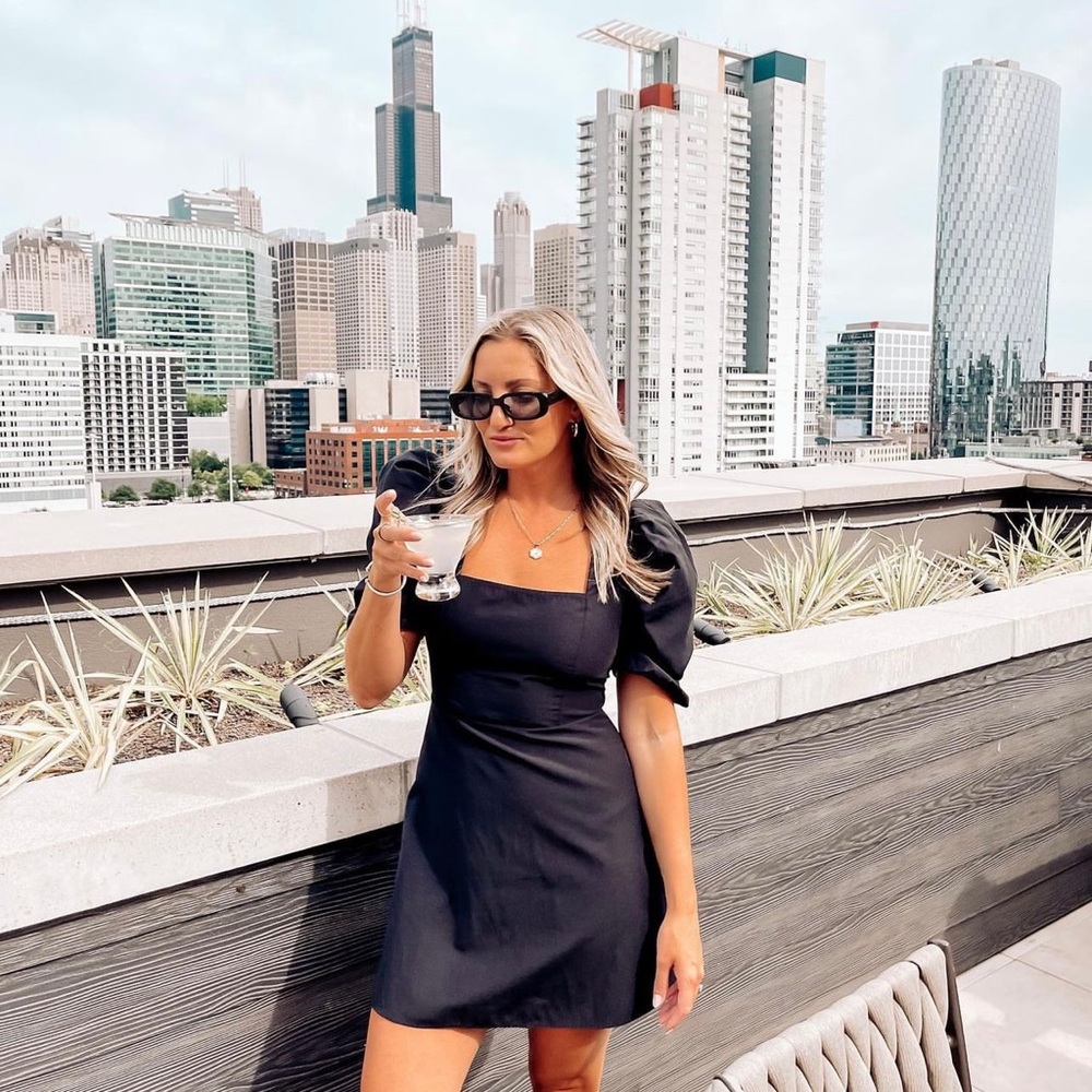 Little black dress, statement sleeves!